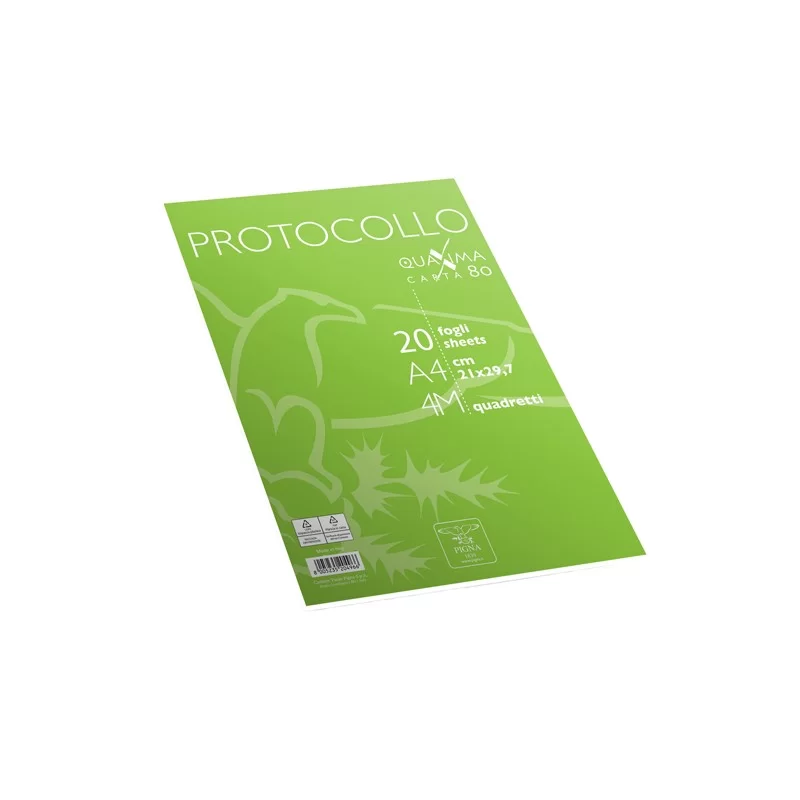 Fogli protocollo A4 4mm 20fg 80gr Pigna