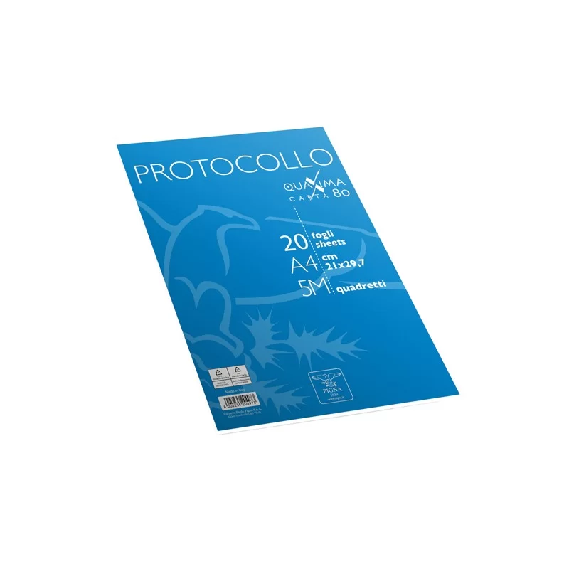 Fogli protocollo A4 5mm 20fg 80gr Pigna
