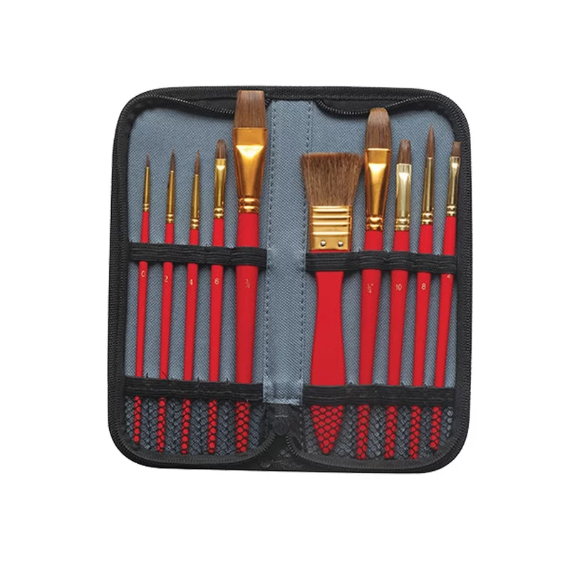 Astuccio 10 pennelli in pony assortiti per acquerello DOM