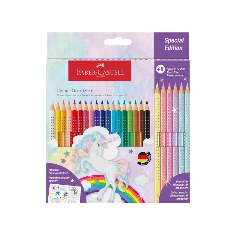 Astuccio 18+6 matite Colour Grip colori assortiti Faber Castell