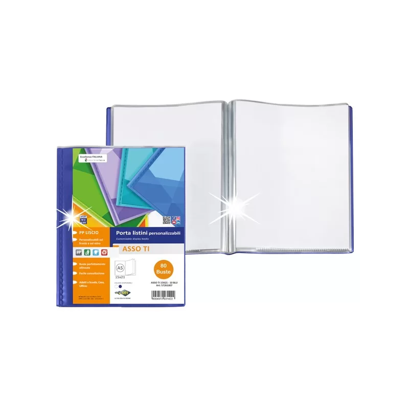 Portalistini personalizzabile ASSO TI 15x21cm 80 buste blu Sei Rota