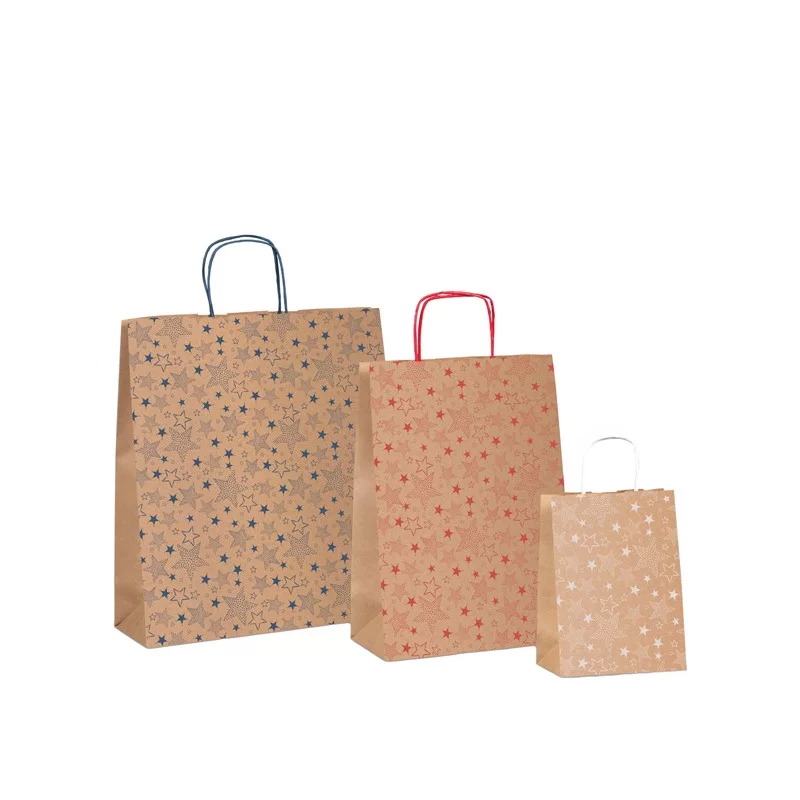 Shopper natale stelline colori assortiti 36x12x41cm Sadoch (Conf.25) FUORI CATALOGO