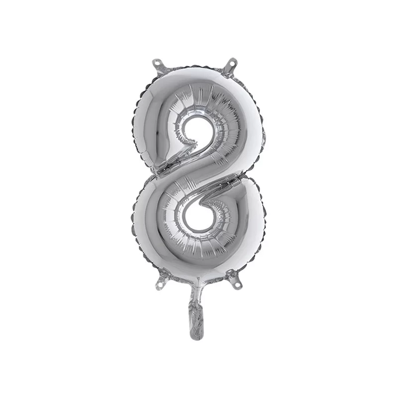 Palloncino in mylar h.36cm numero "8" argento Big Party