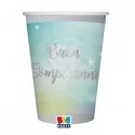 8 bicchieri in carta cc.200 Buon Compleanno Soft Rainbow Big Party