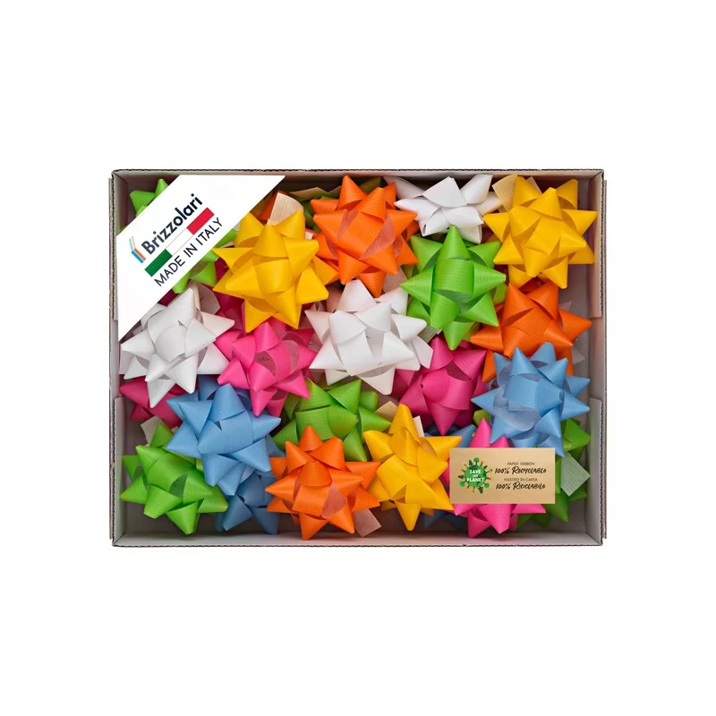 100 stelle nastro similpaper 15mmxØ6,5cm colori assortiti primavera Brizzolari